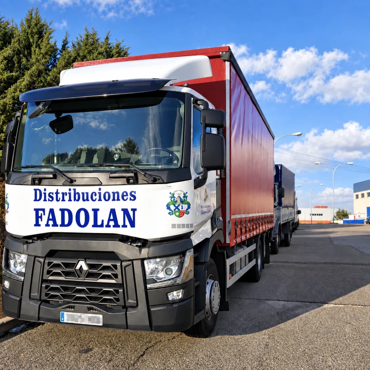 Camión rotulado de la flota de Distribuciones Fadolan